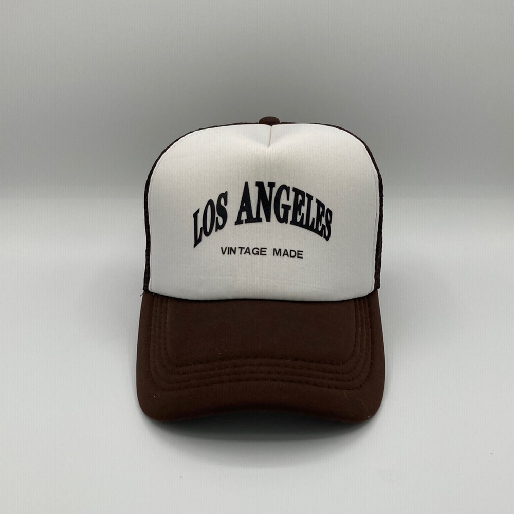 Los Angeles Trucker Hap "Vintage Made" Brown and White - Adjustable strap